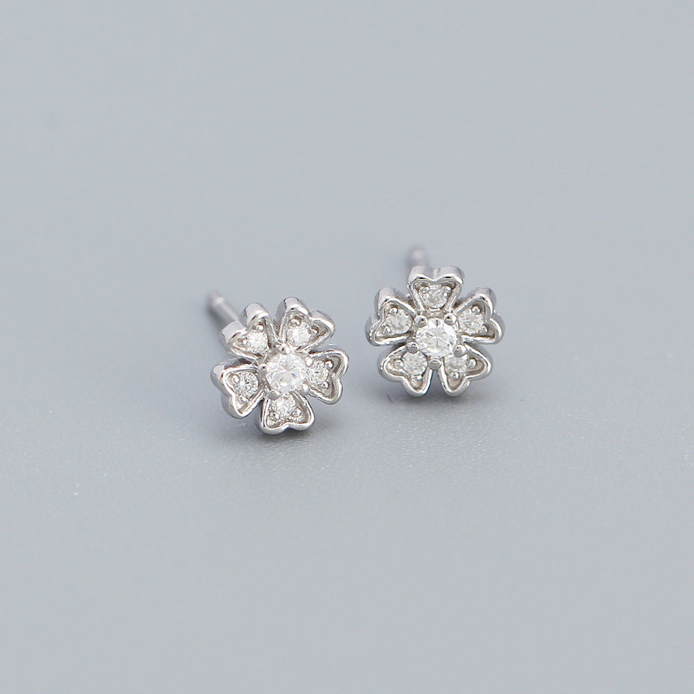 925 Sterling Silver Flower Stud Earrings