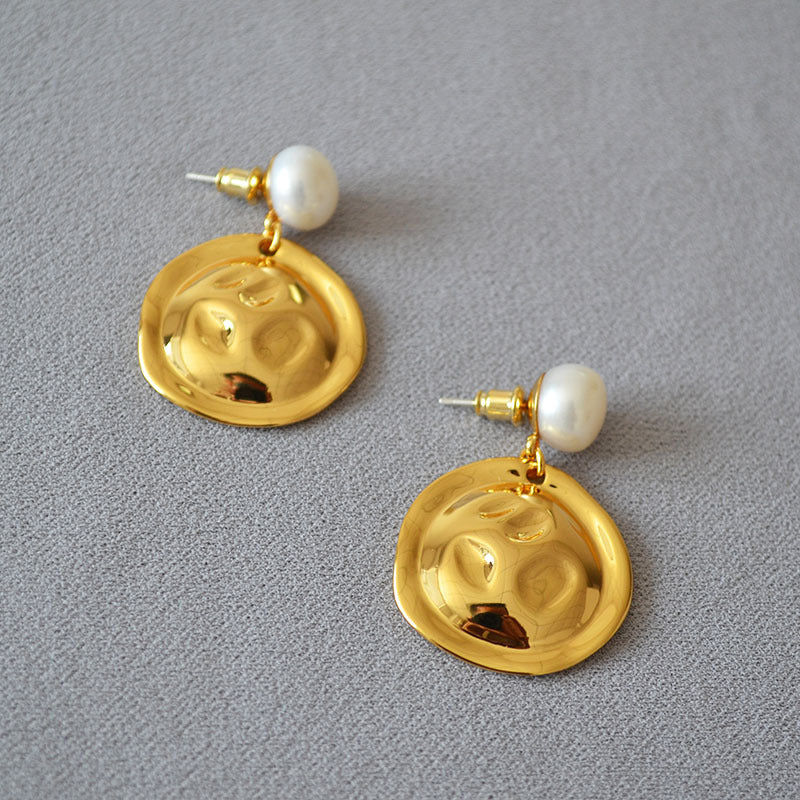 Brass Pearl Earrings