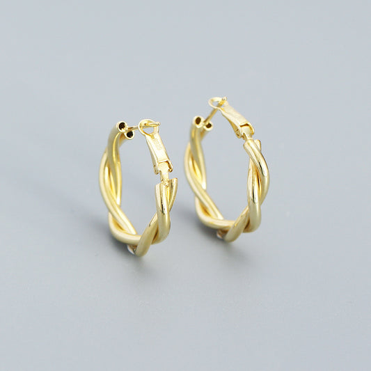 925 Sterling Silver Swited Hoop Earrings