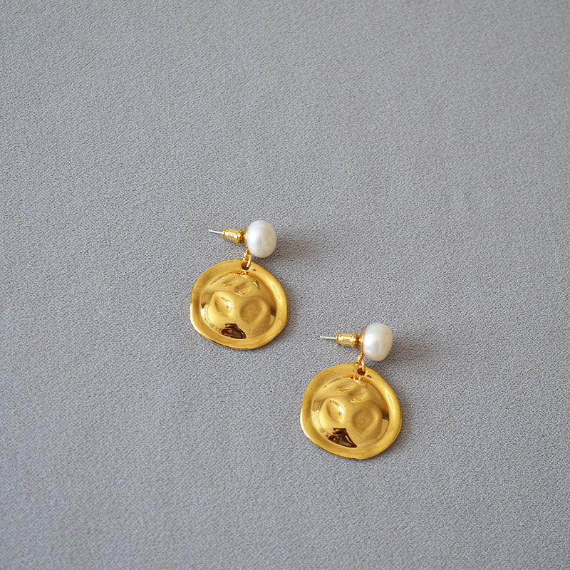 Brass Pearl Earrings