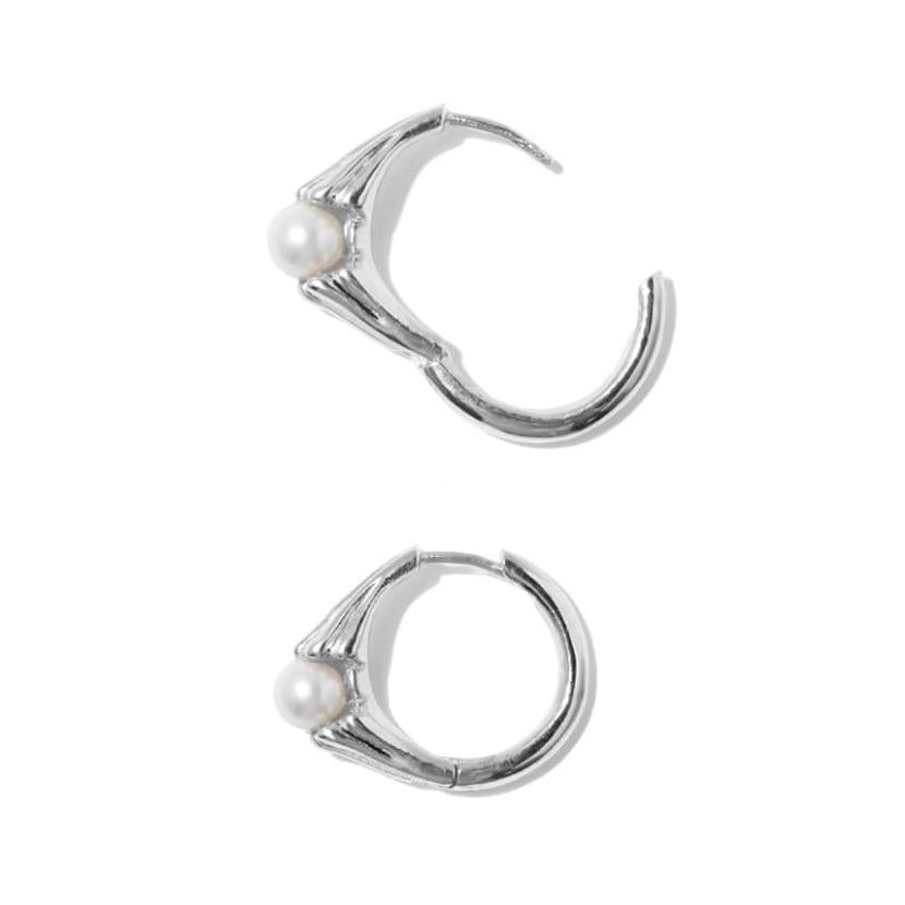 925 Sterling Silver Freshwater Pearl Hoop Earrings