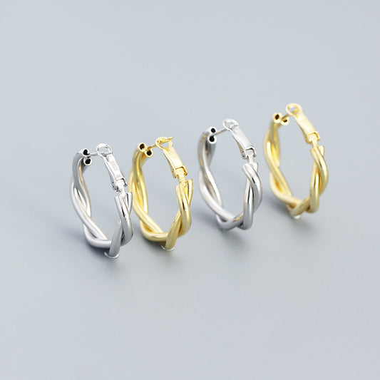 925 Sterling Silver Swited Hoop Earrings