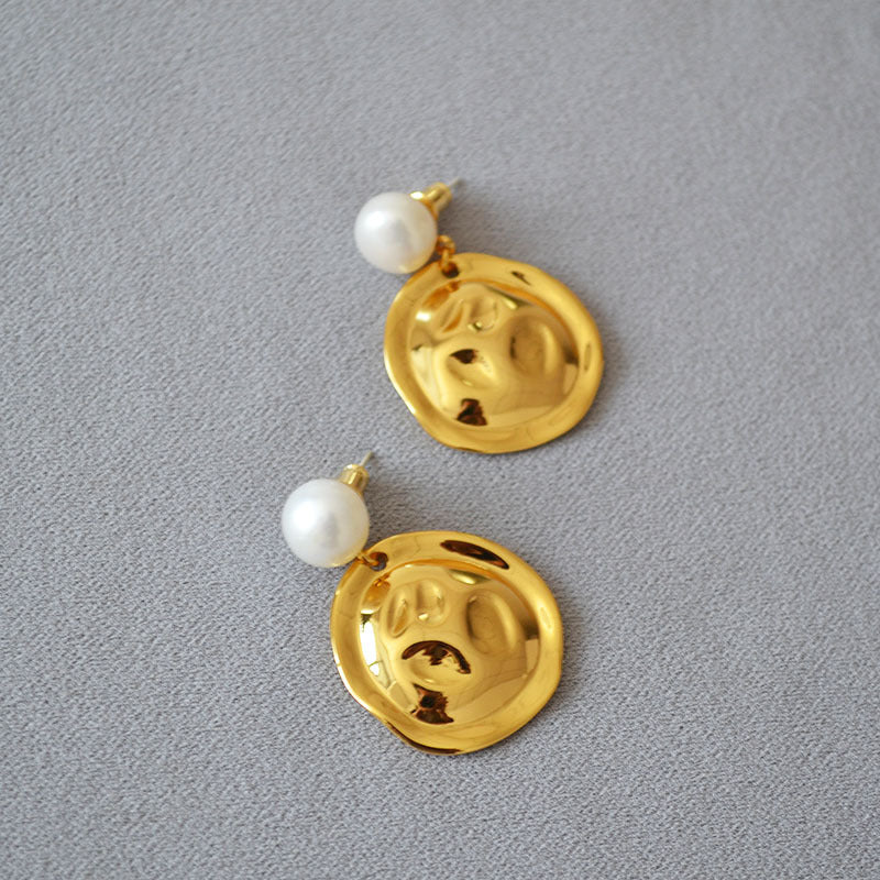 Brass Pearl Earrings