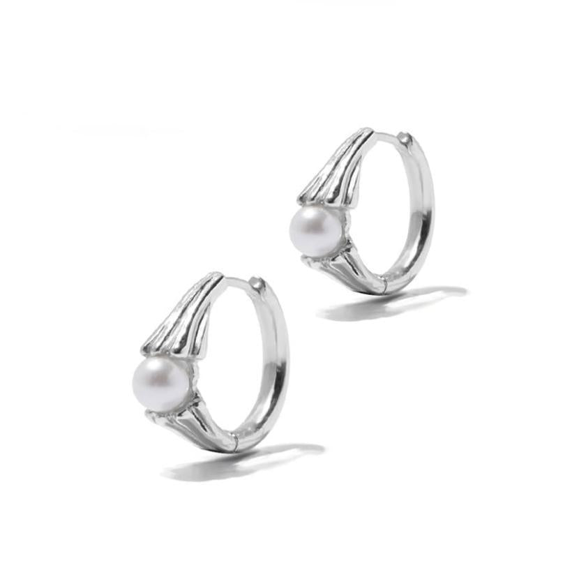 925 Sterling Silver Freshwater Pearl Hoop Earrings