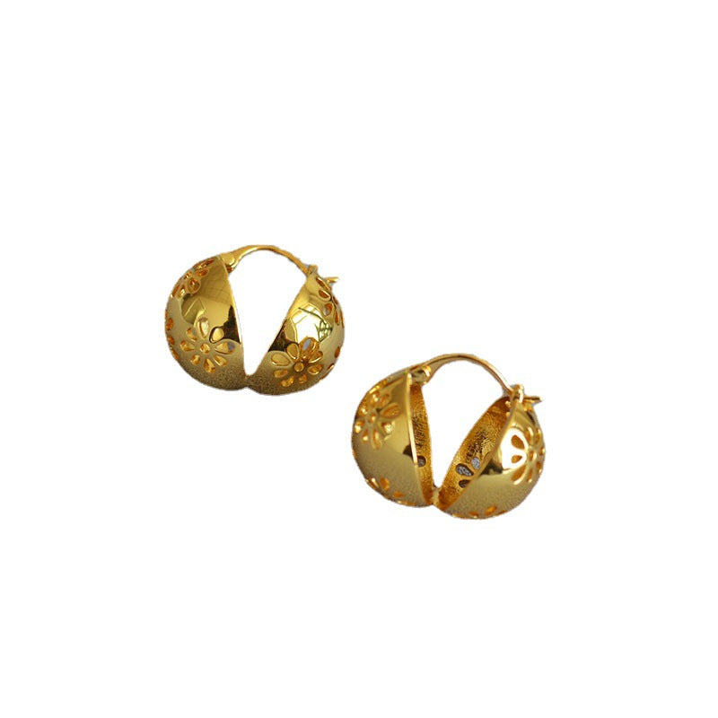 Brass Flower Hollow Earrings