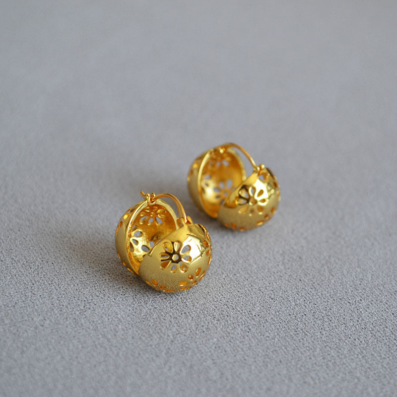 Brass Flower Hollow Earrings