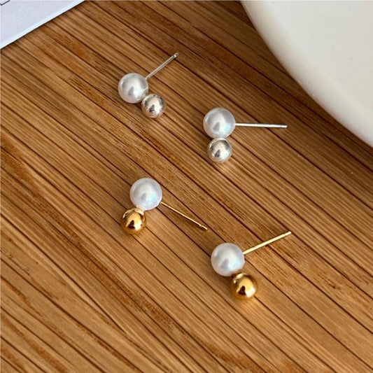 925 Sterling Silver Delicate Pearl Earring Studs