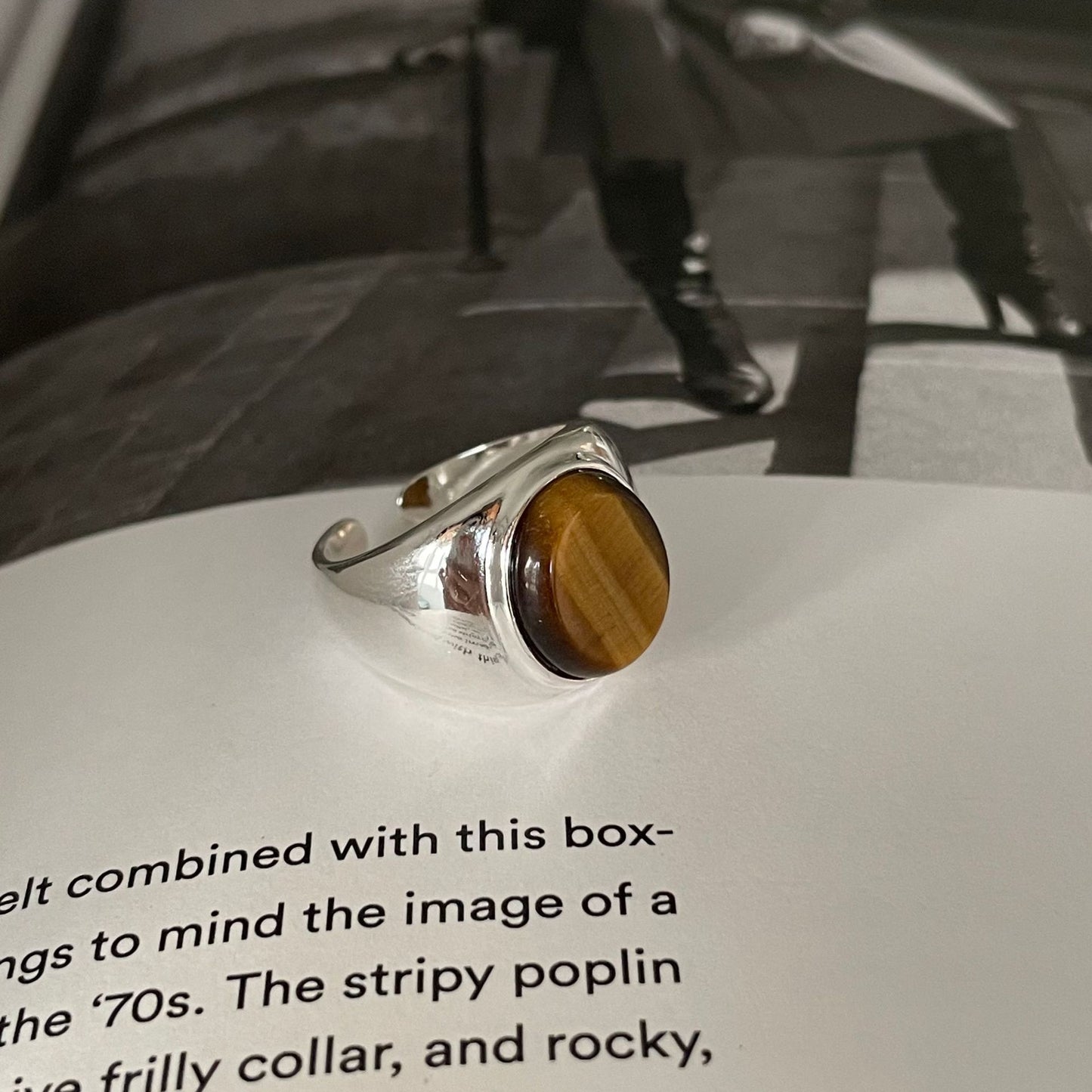 925 Sterling Silver Tiger Eye Stone Ring