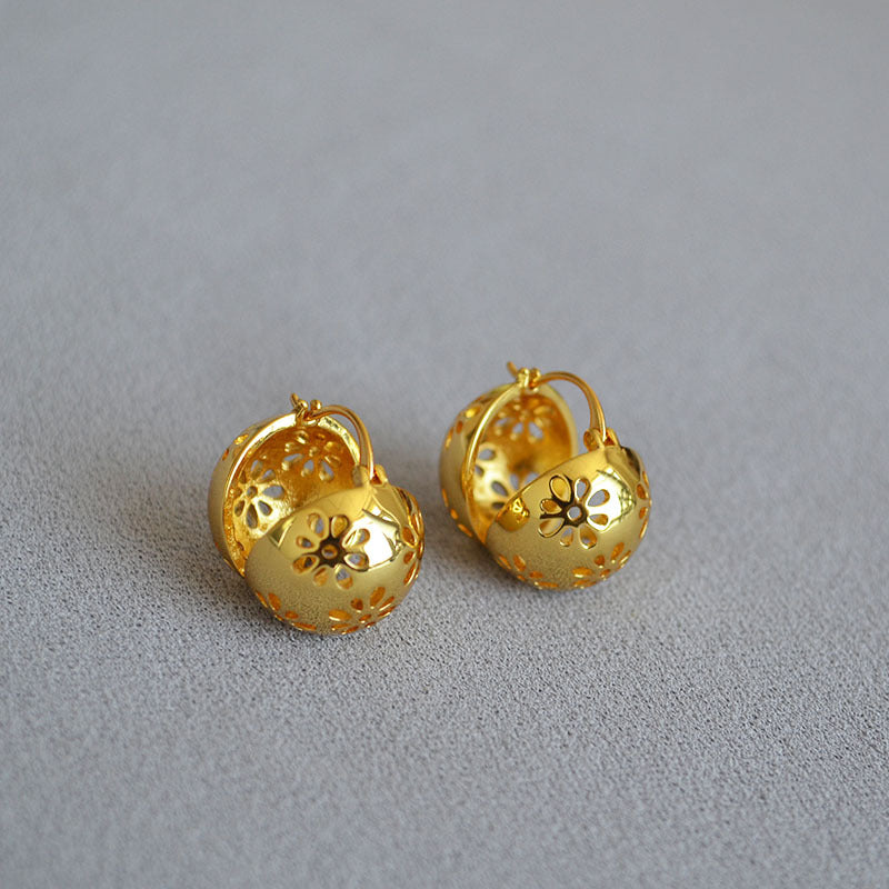 Brass Flower Hollow Earrings