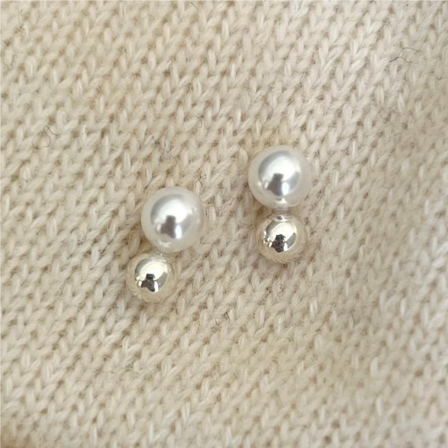 925 Sterling Silver Delicate Pearl Earring Studs
