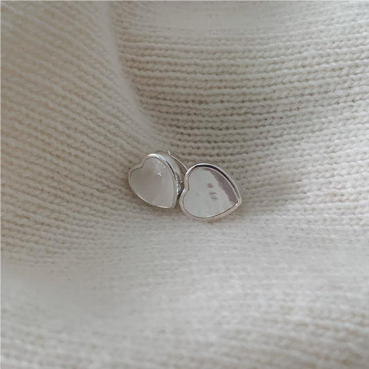 925 Sterling Silver Shell Sweet Heart Earrings