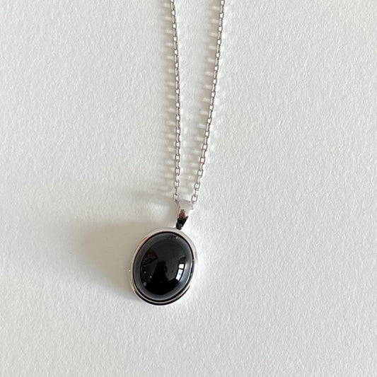 925 Sterling Silver Onyx Pendant Necklace