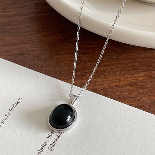 925 Sterling Silver Onyx Pendant Necklace