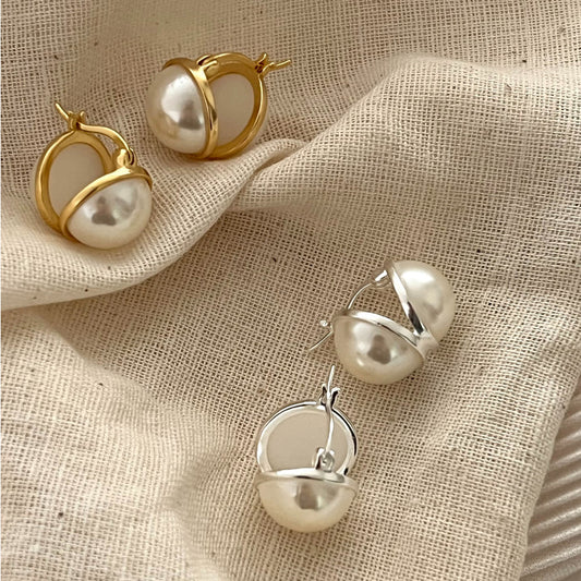 925 Sterling Sliver Earrings With Shell Pearls