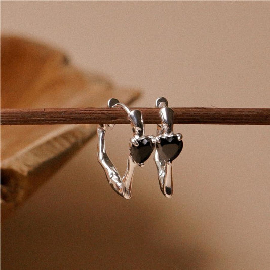 925 Sterling Silver Heart Hoop Earrings