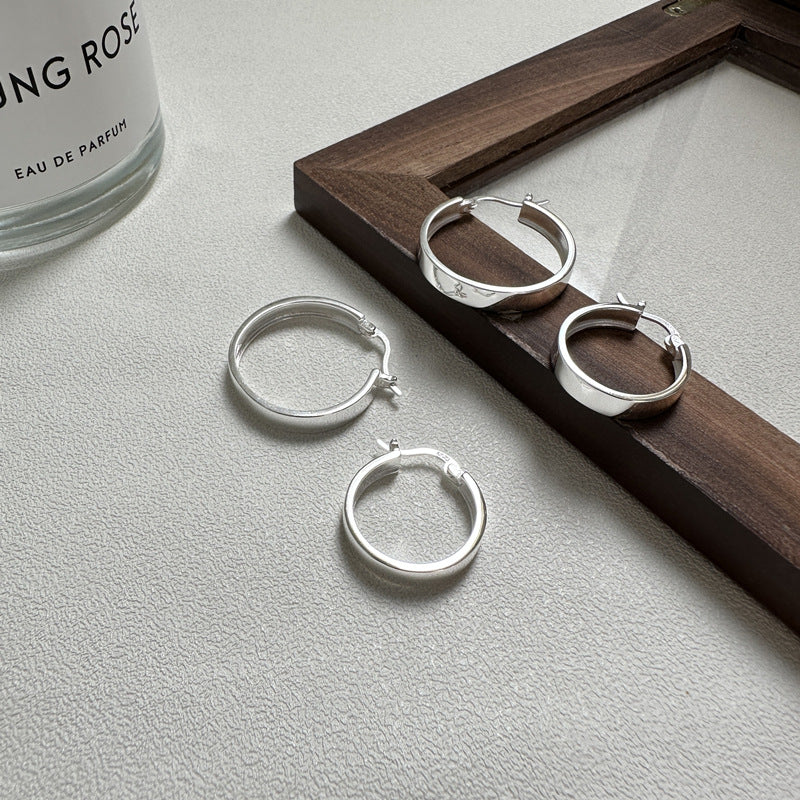 925 Sterling Silver Simple Fashion Hoop Earrings