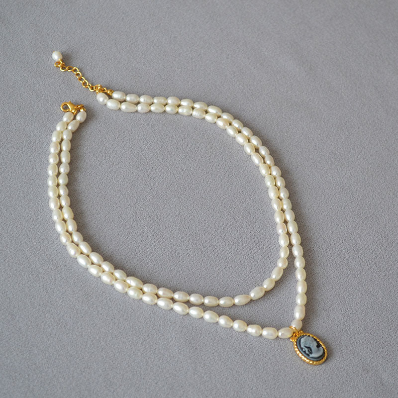 Brass Freshwater Pearl Layered Necklace