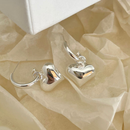 925 Sterling Silver Heart Shape Earrings