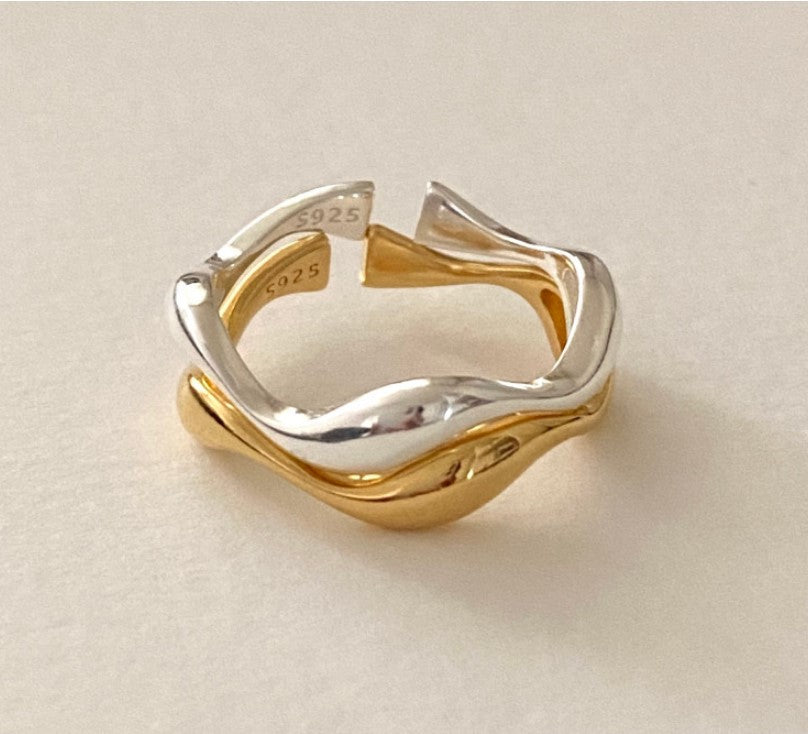 925 Sterling Silver Wave Adjustable Ring