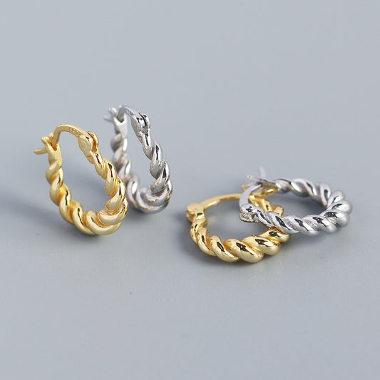 925 Sterling Silver Twisted Hoop Earrings